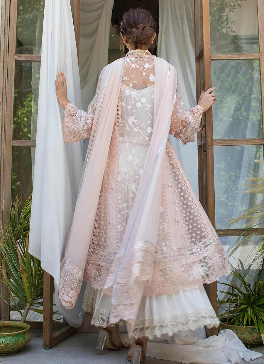 Misty Pink Panelled Embellished Shirt With Dupatta