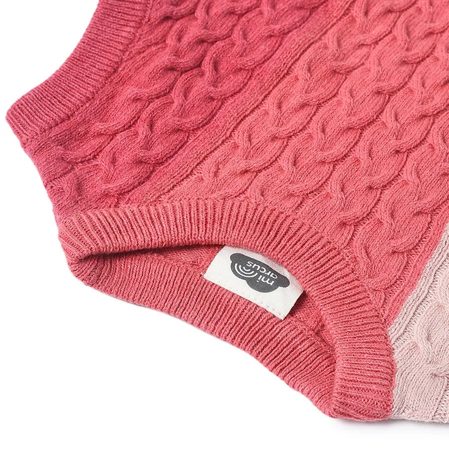 Misty Rose Sleeveless Knitted Sweater for Kids