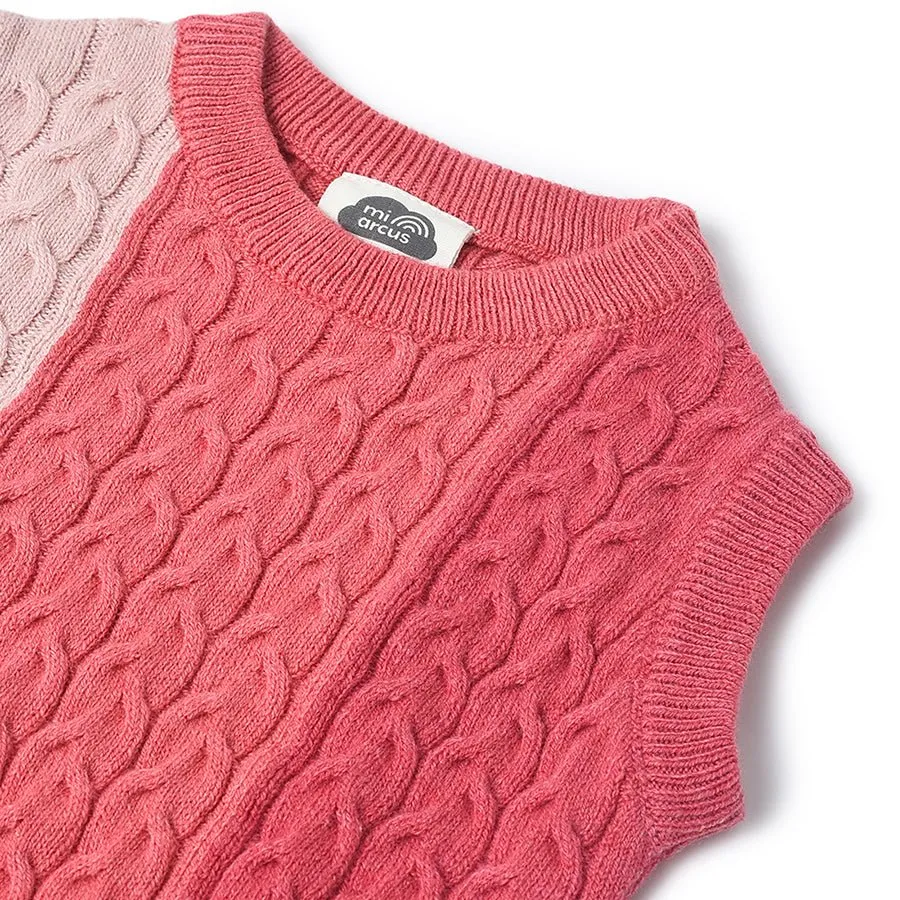 Misty Rose Sleeveless Knitted Sweater for Kids