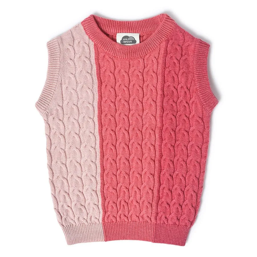 Misty Rose Sleeveless Knitted Sweater for Kids