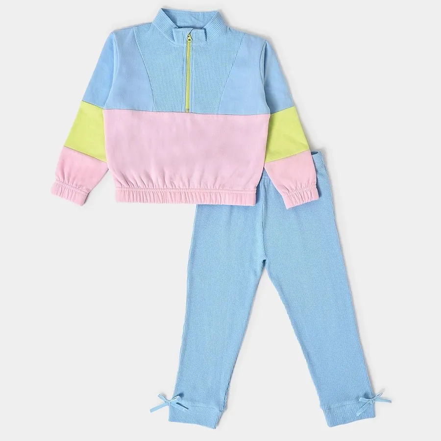 Misty Sky Blue Sweatshirt With Pajama  Set