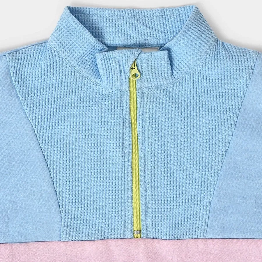 Misty Sky Blue Sweatshirt With Pajama  Set