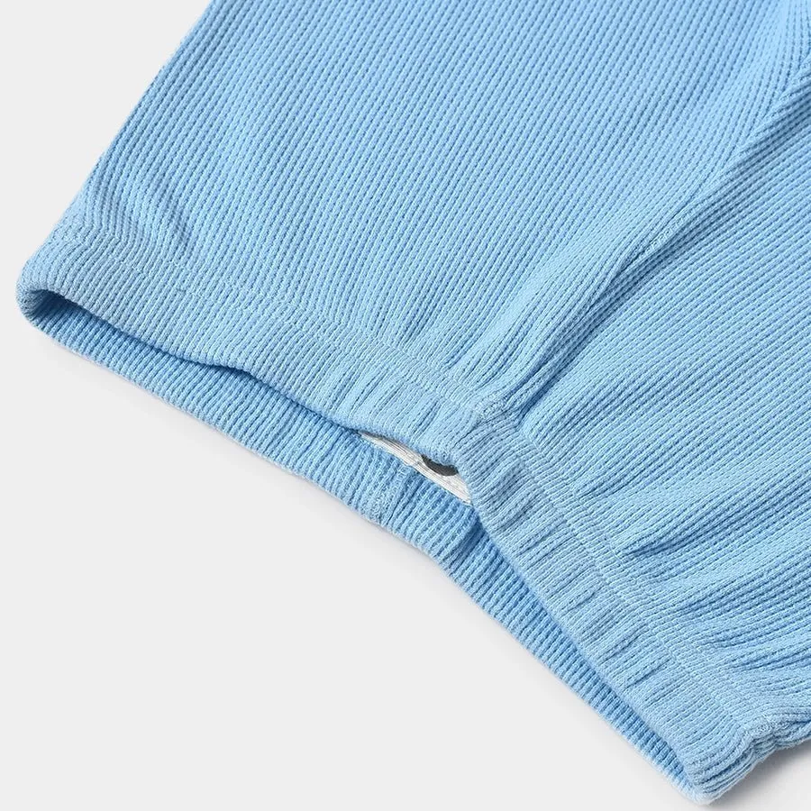 Misty Sky Blue Sweatshirt With Pajama  Set