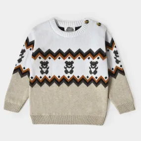 Misty Zig Zag Knitted White Sweater