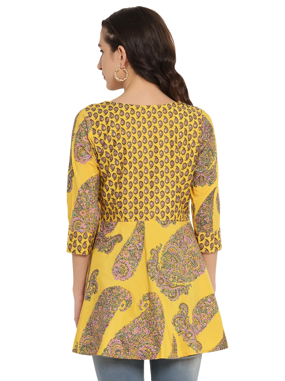 Mustard Printed Layerd Tunic