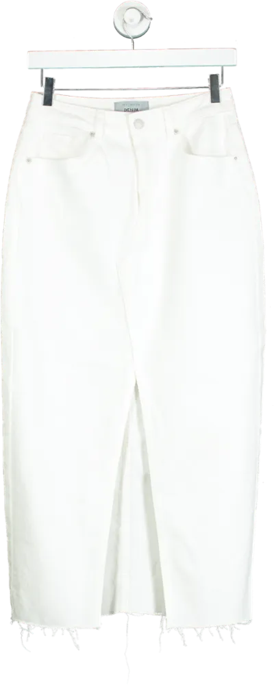 New Look White Denim Skirt UK 8