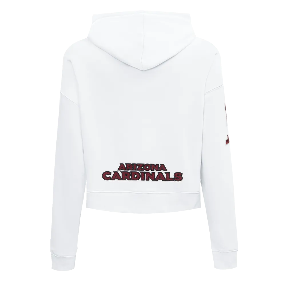 NFL ARIZONA CARDINALS CLASSIC WOMEN'S CROPPED FLC PO HOODIE (WHITE)