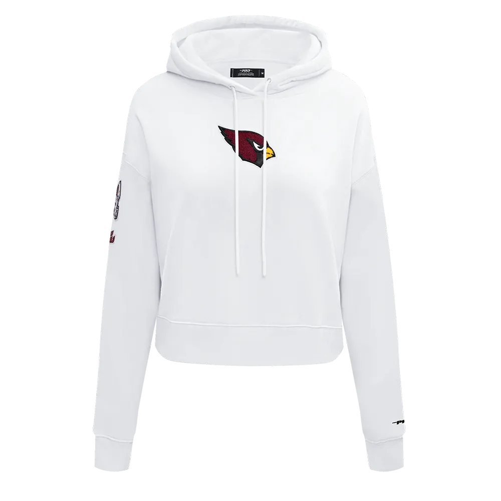 NFL ARIZONA CARDINALS CLASSIC WOMEN'S CROPPED FLC PO HOODIE (WHITE)