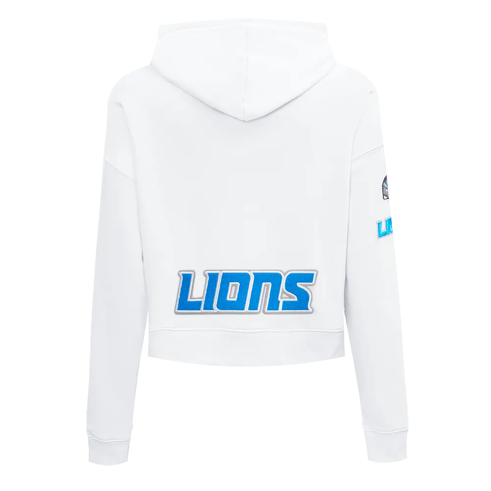 NFL DETROIT LIONS CLASSIC WOMEN'S CROPPED PO HOODIE (WHITE)