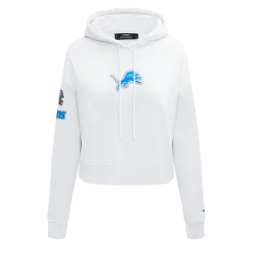 NFL DETROIT LIONS CLASSIC WOMEN'S CROPPED PO HOODIE (WHITE)