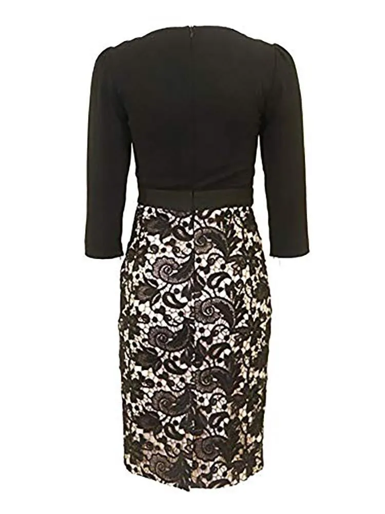 Nissa Black Lace Pencil Dress