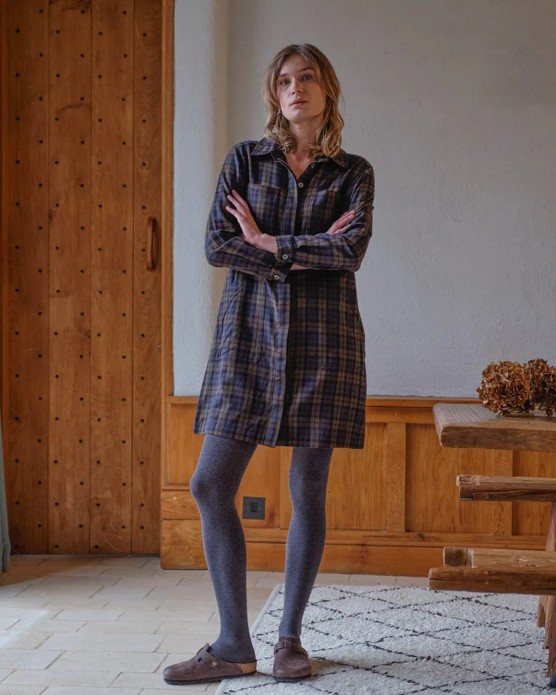 Ocean Cotton Shirt Dress | Check