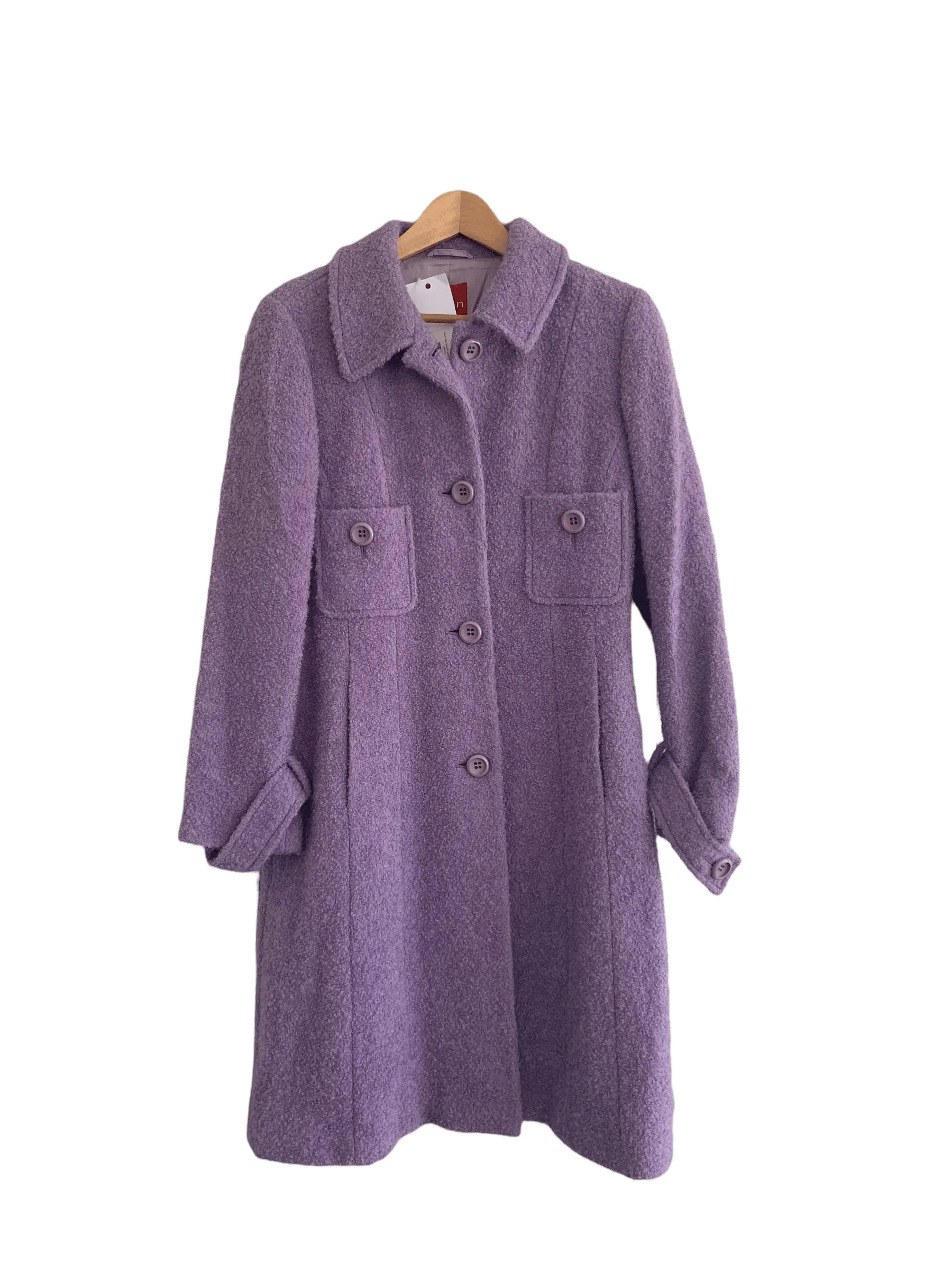 Olsen Boucle Wool Coat Purple UK Size 12