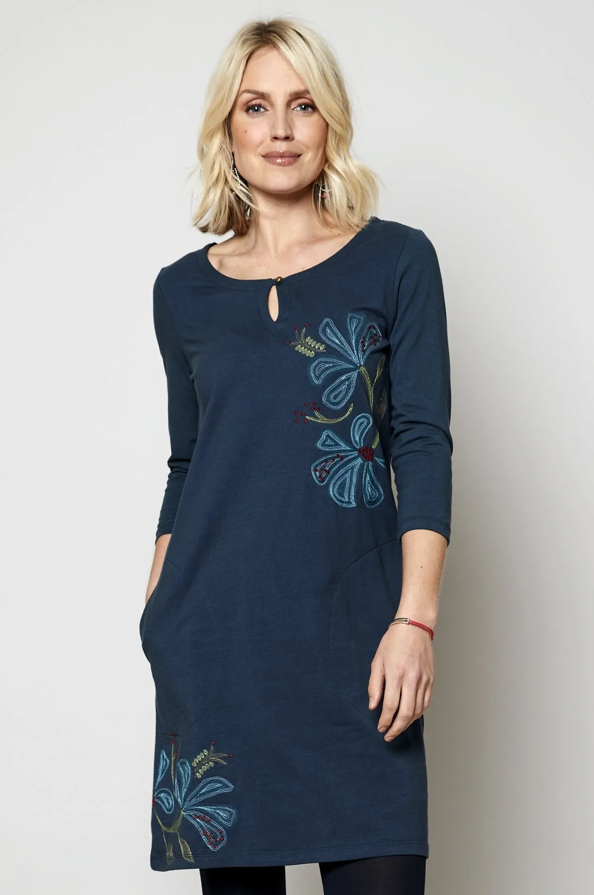 Organic Cotton Tunic Dress with Embroidery