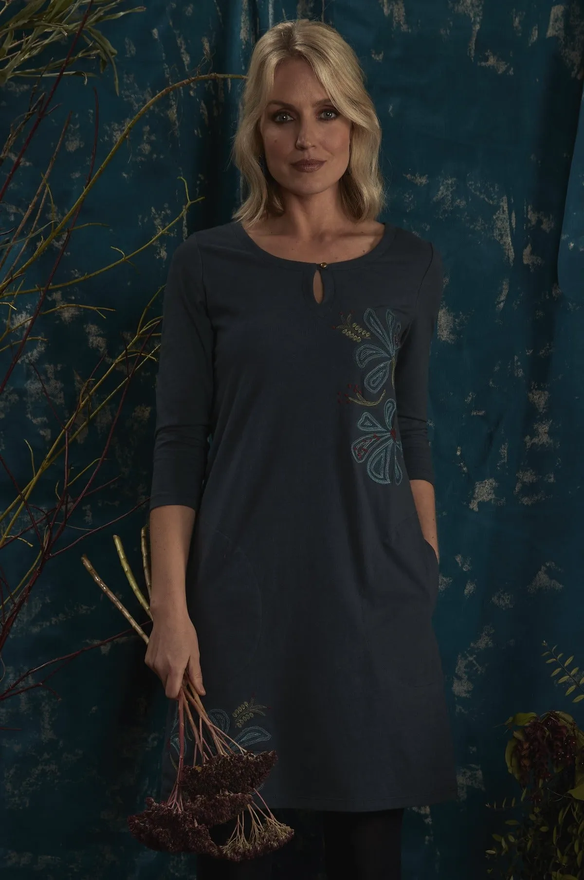 Organic Cotton Tunic Dress with Embroidery