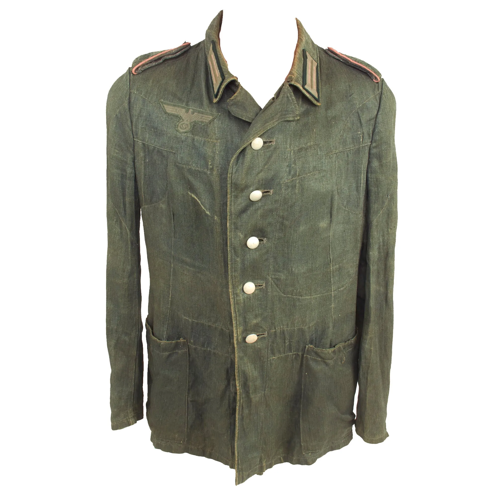 Original German WWII Heer Army Panzer Enlisted HBT Drilljacke Tunic with Early Pattern Insignia - dated 1941