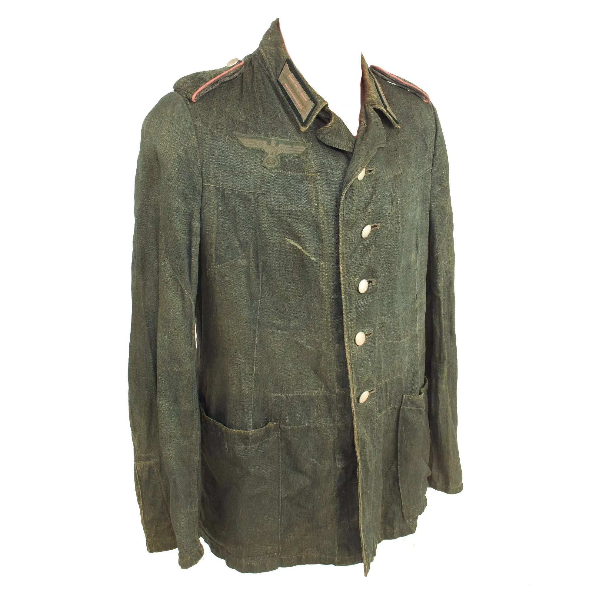 Original German WWII Heer Army Panzer Enlisted HBT Drilljacke Tunic with Early Pattern Insignia - dated 1941