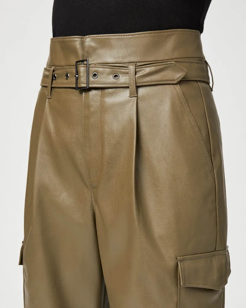 Paige Tesse Pant in Army Faux Leather