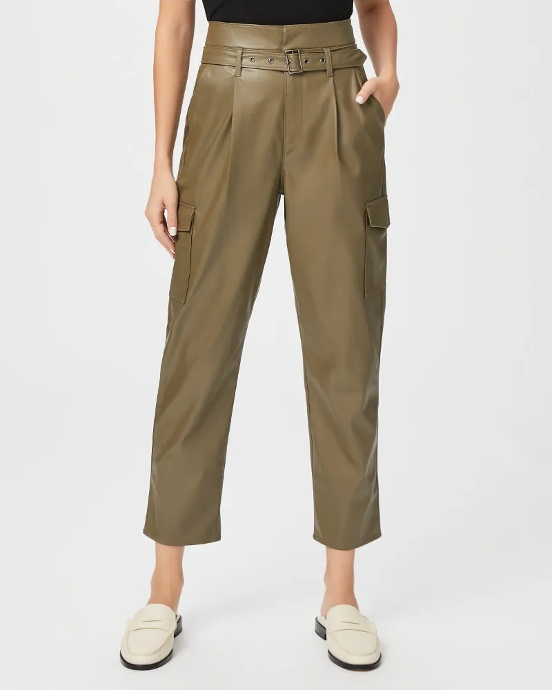 Paige Tesse Pant in Army Faux Leather