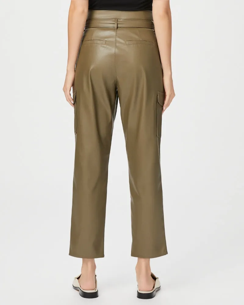 Paige Tesse Pant in Army Faux Leather