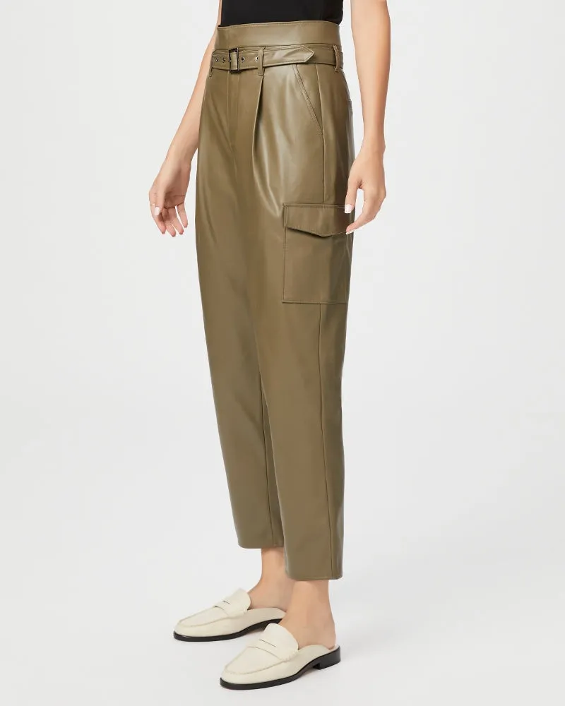 Paige Tesse Pant in Army Faux Leather