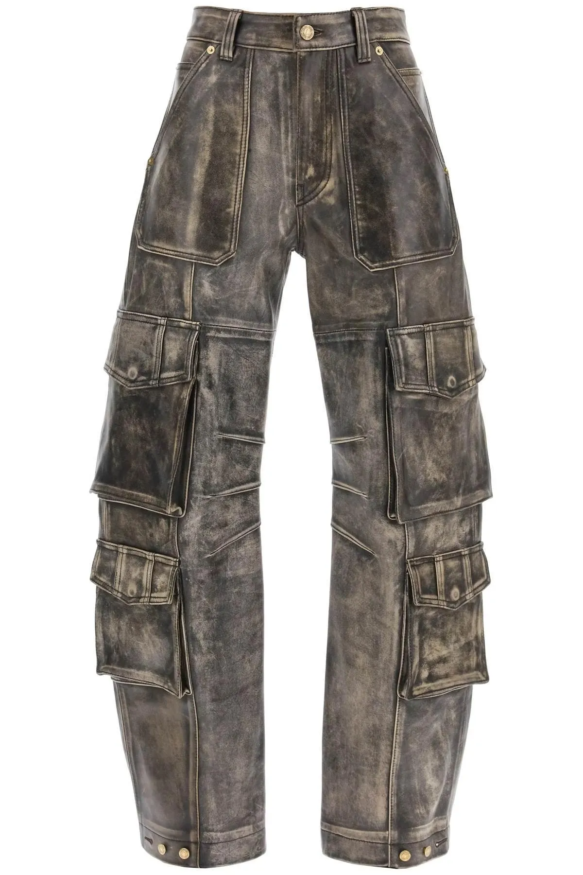 Pantalons GOLDEN GOOSE irin cargo pants in vintage-effect nappa leather - Brun - Femme