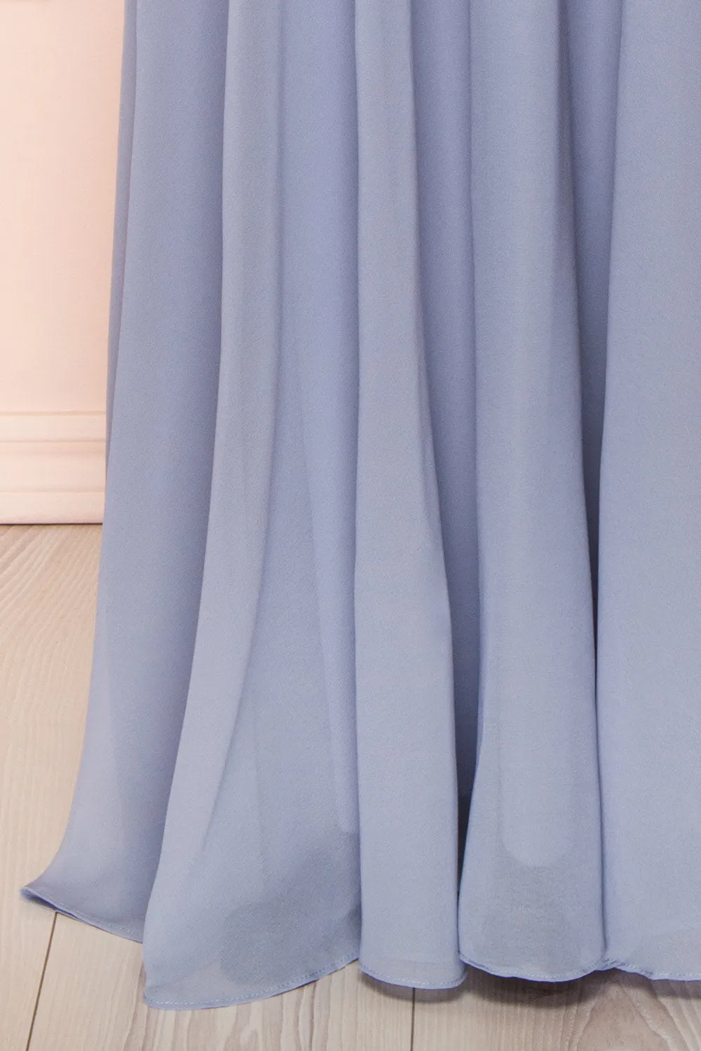 Peggie Blue | Chiffon Maxi Dress w/ Back Embroidery