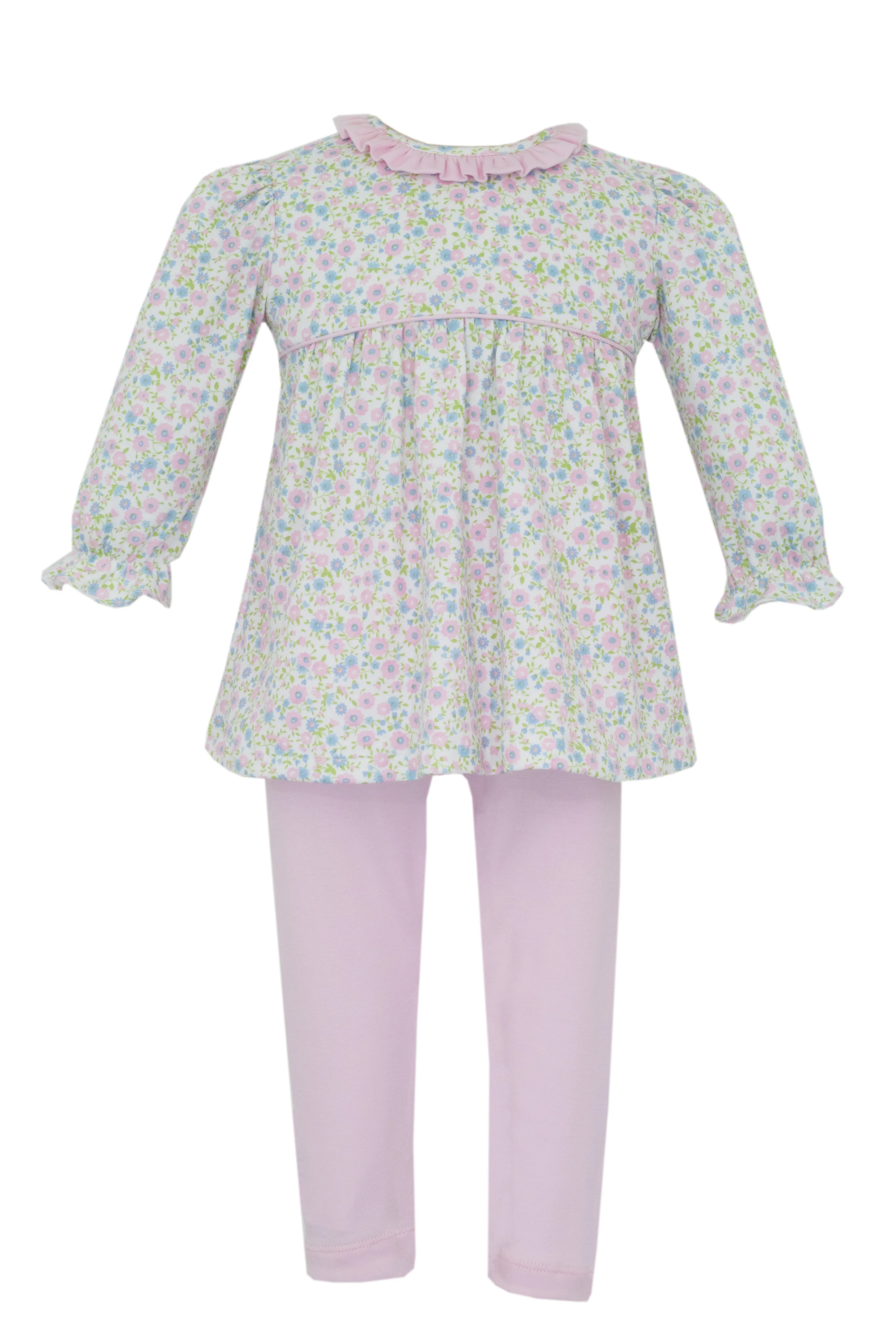 Petit Bebe Linda Pink & Blue Liberty Floral Knit Tunic Set L/S 406N-MF24 5108