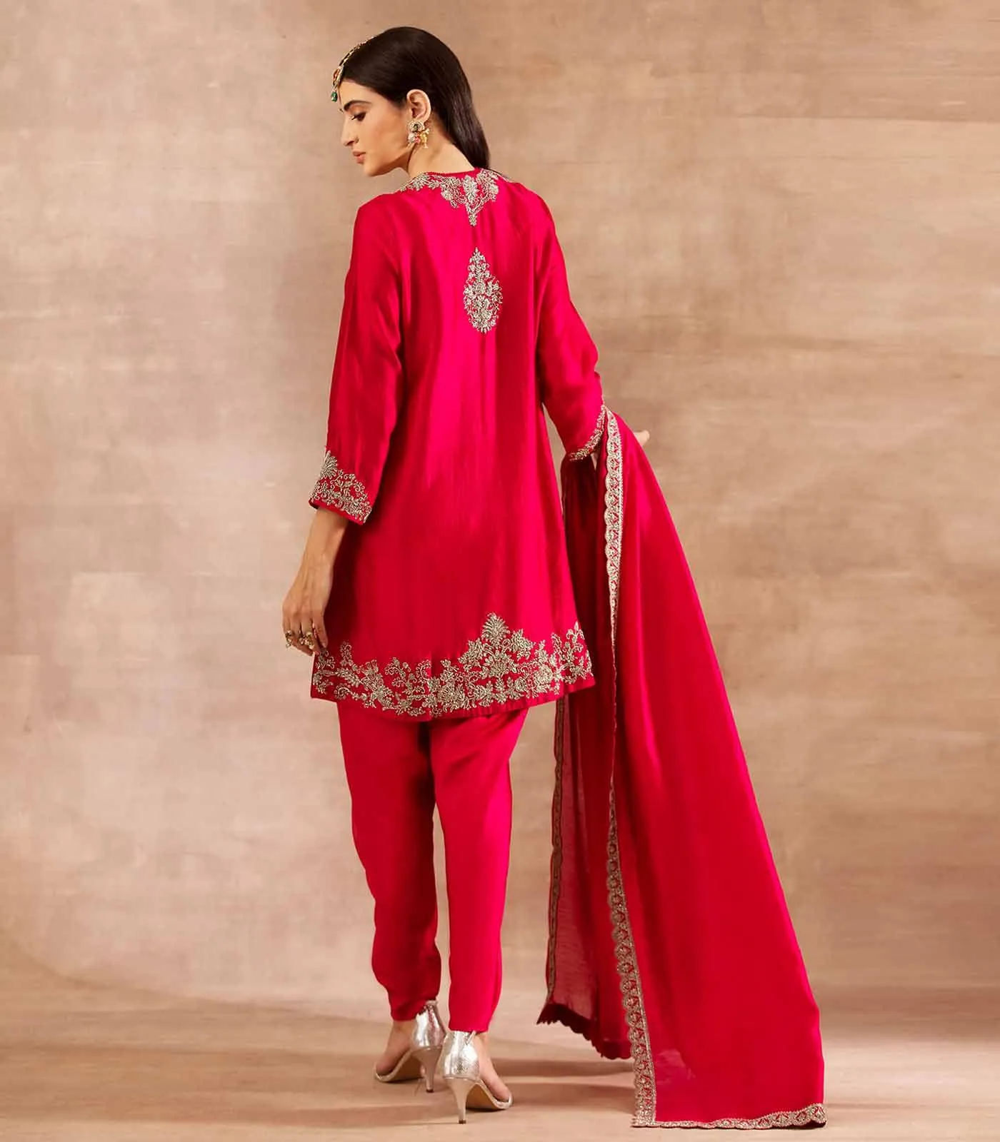 Pink Embroidered Tunic Set