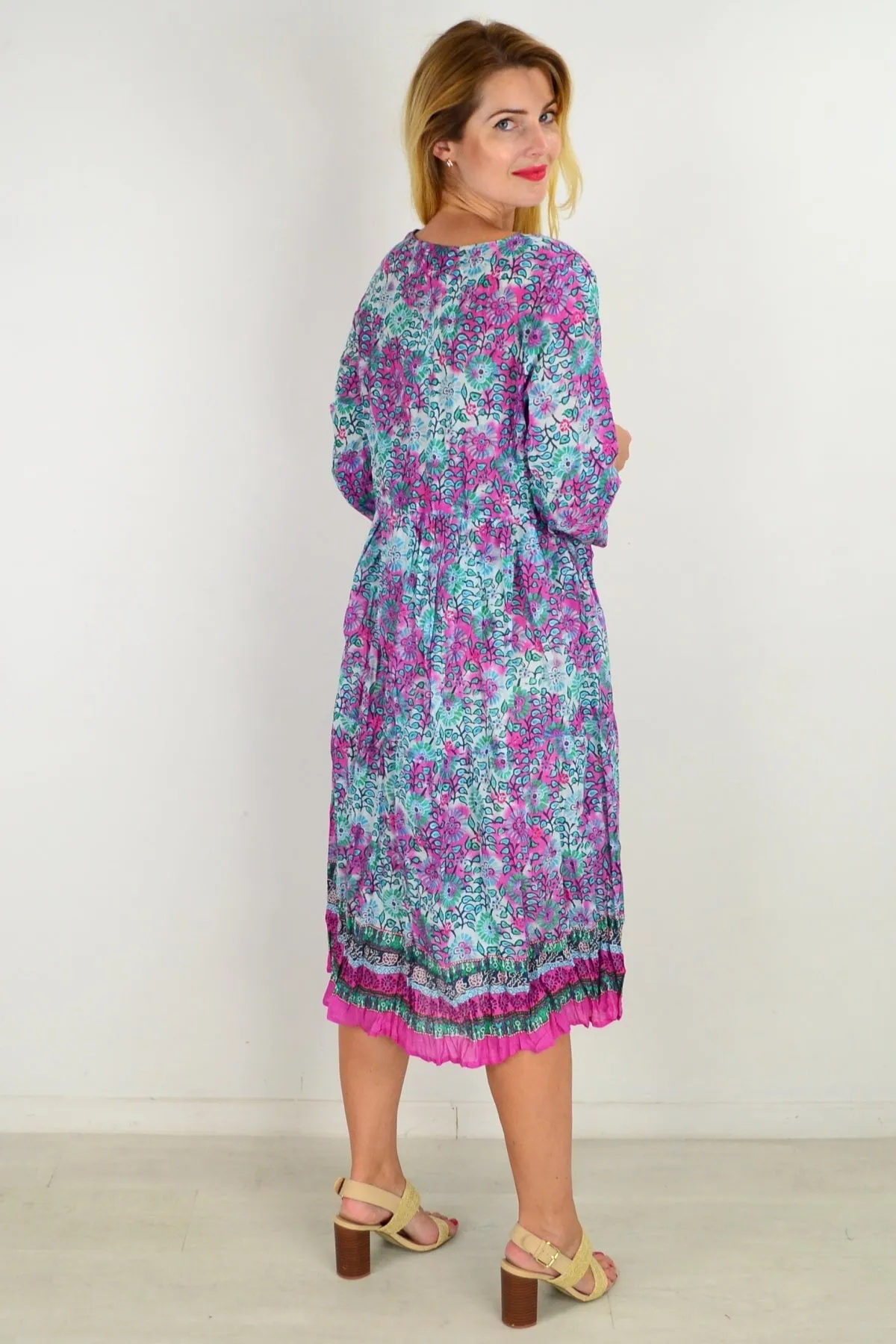 Pink Pollyanna Tie Neck Tunic Dress