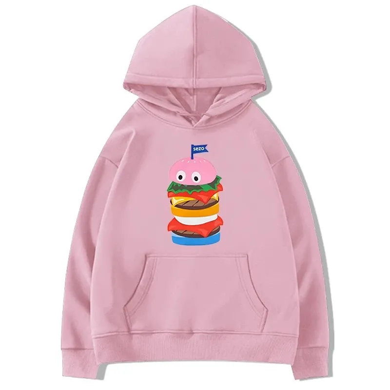 Pink Winter Pullover Hooded Sweatshirts Loose Casual O-neck Printing Fashion Sweet Women‘s Hoodies Basic Office Ladies