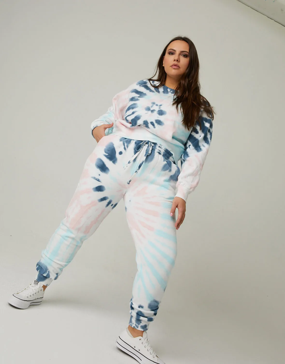 Plus Size Tie Dye Fleece Joggers