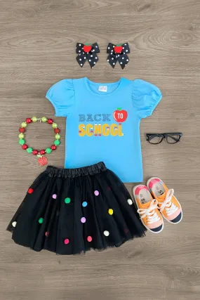 "Back To School" Pom Pom Tutu Skirt Set