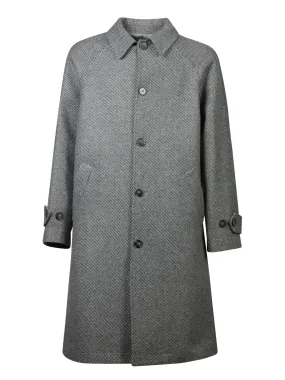 Raglan Wool Stripes Grey Coat