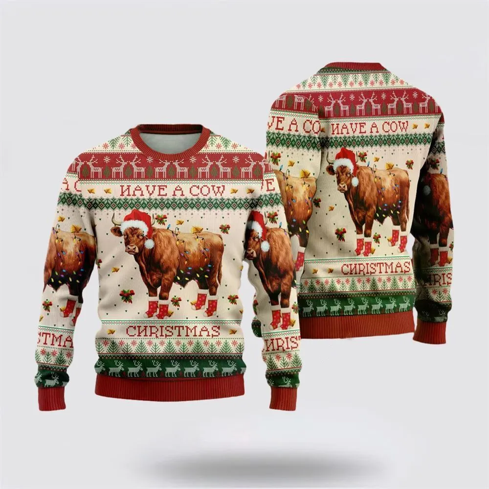 Red Angus Cows Funny Ugly Christmas Sweater, Farm Sweater, Christmas Gift, Best Winter Outfit Christmas