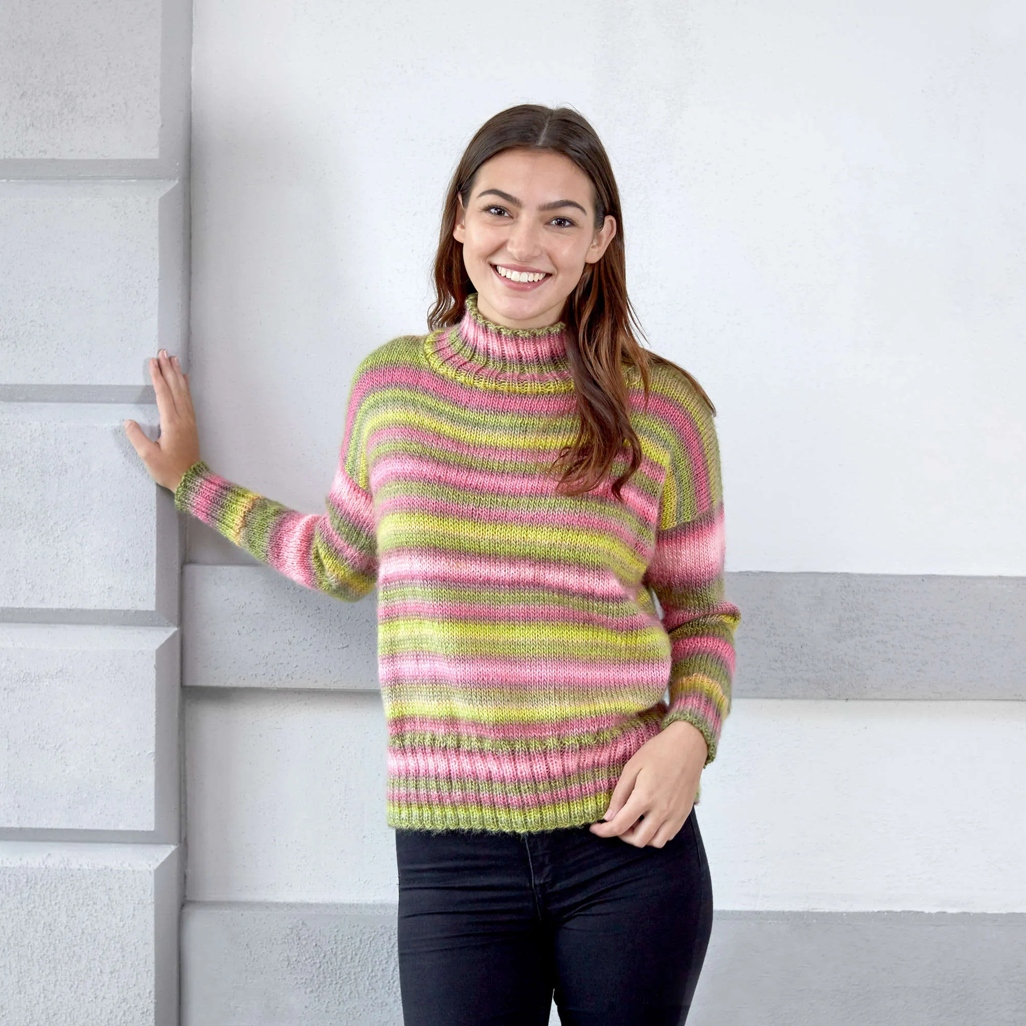 Red Heart Knit Play Misty Stripe Pullover