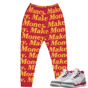 Retro 3 Cardinal Make Money Joggers