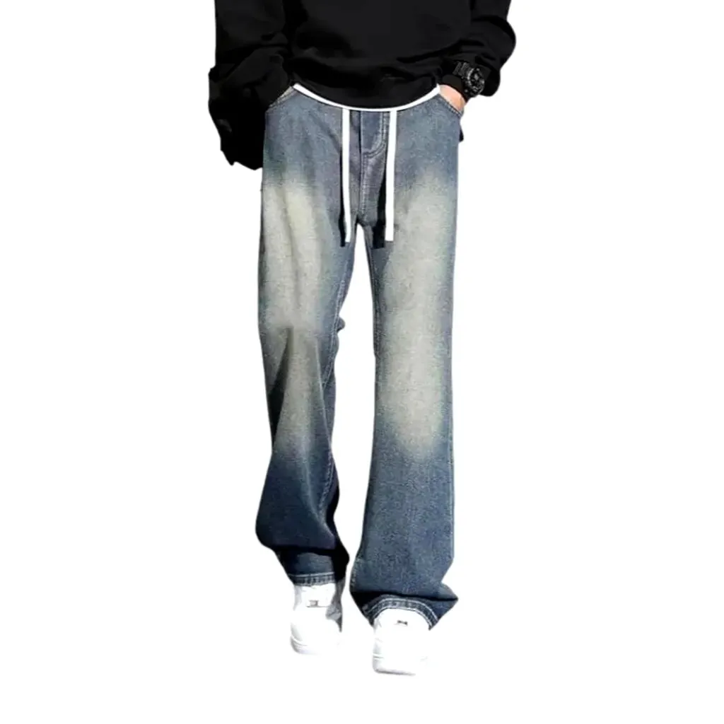 Retro stonewashed slouchy men's denim joggers