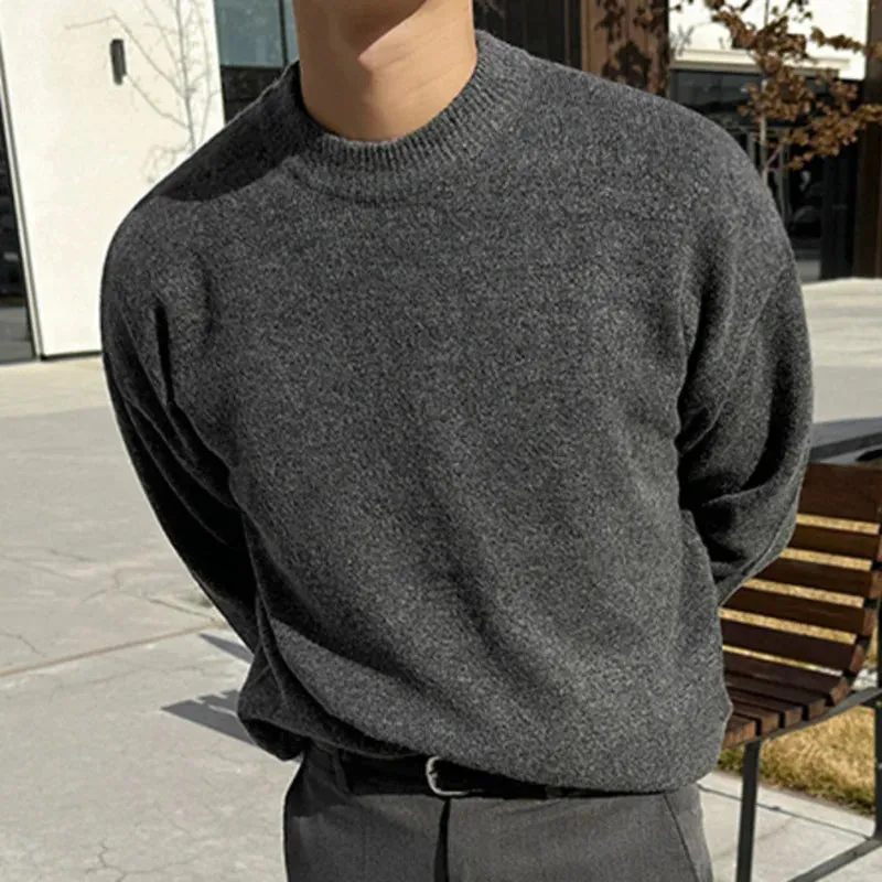 Round Neck Male Pullover Sweater Casual Solid Color Men's Knitting Pullovers Korean Fashion Men Clothing Spring 9C2828