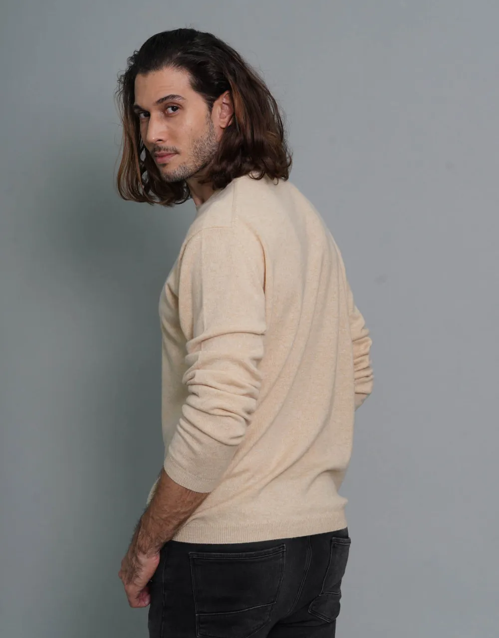 Round Neck Pullover in Sand