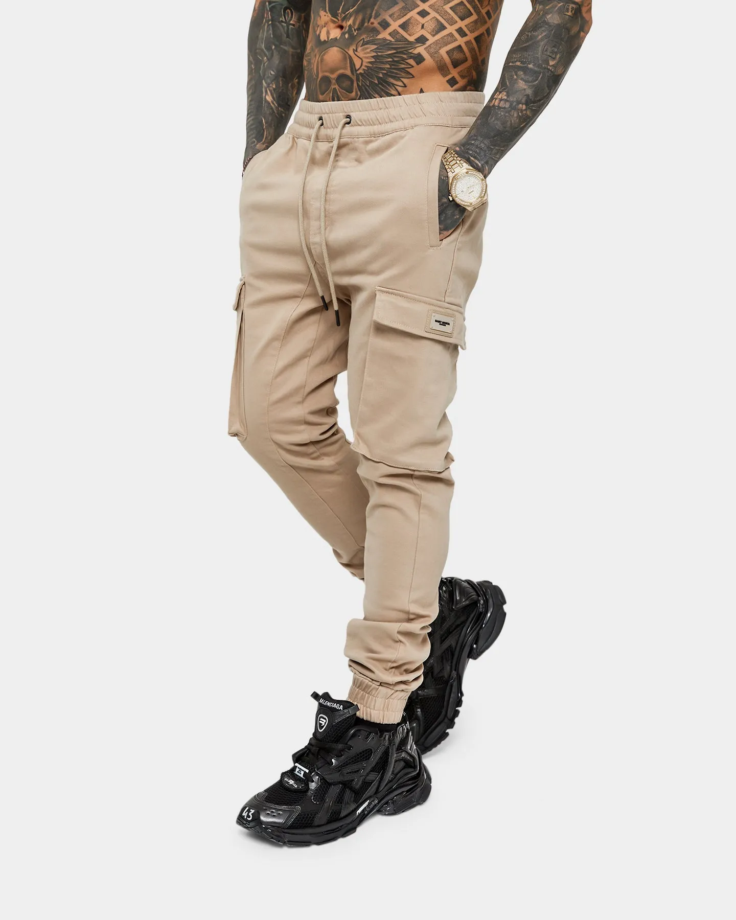 Saint Morta Annex Denim Cargo Joggers Stone