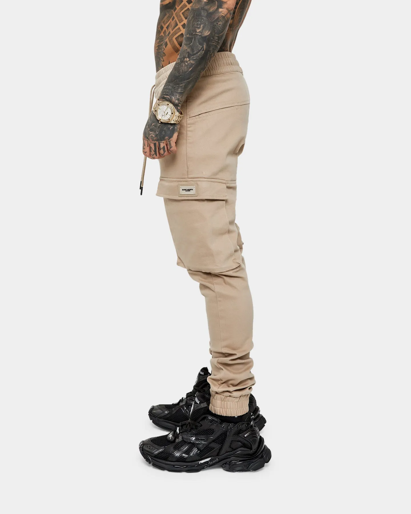 Saint Morta Annex Denim Cargo Joggers Stone