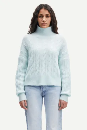 Samsoe Samsoe Nola Turtleneck Cable Knit Misty Blue