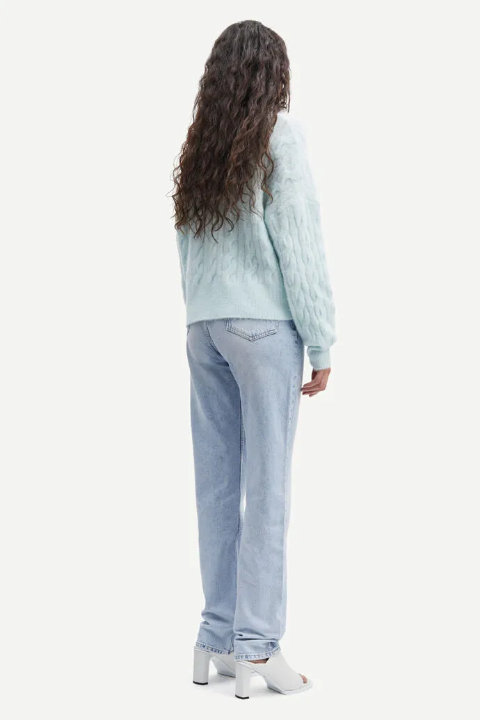 Samsoe Samsoe Nola Turtleneck Cable Knit Misty Blue