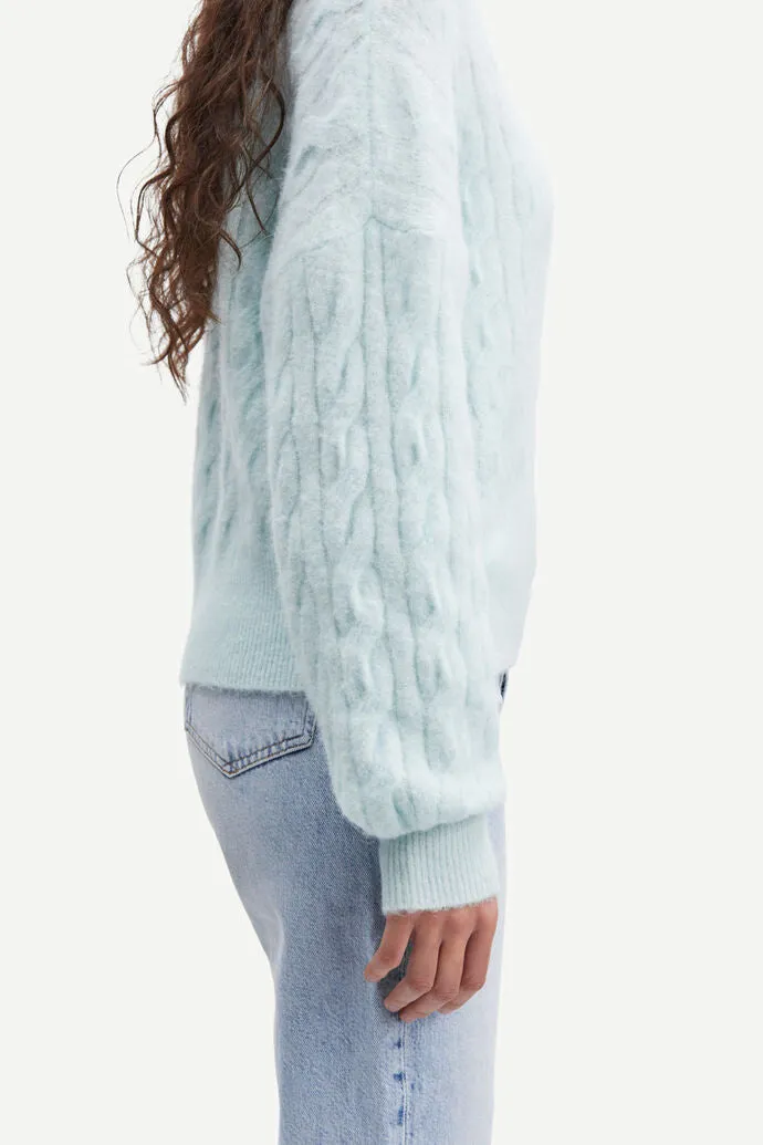 Samsoe Samsoe Nola Turtleneck Cable Knit Misty Blue