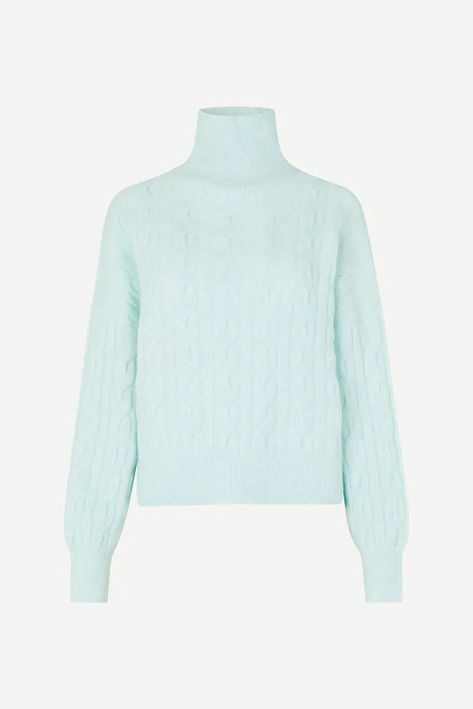 Samsoe Samsoe Nola Turtleneck Cable Knit Misty Blue