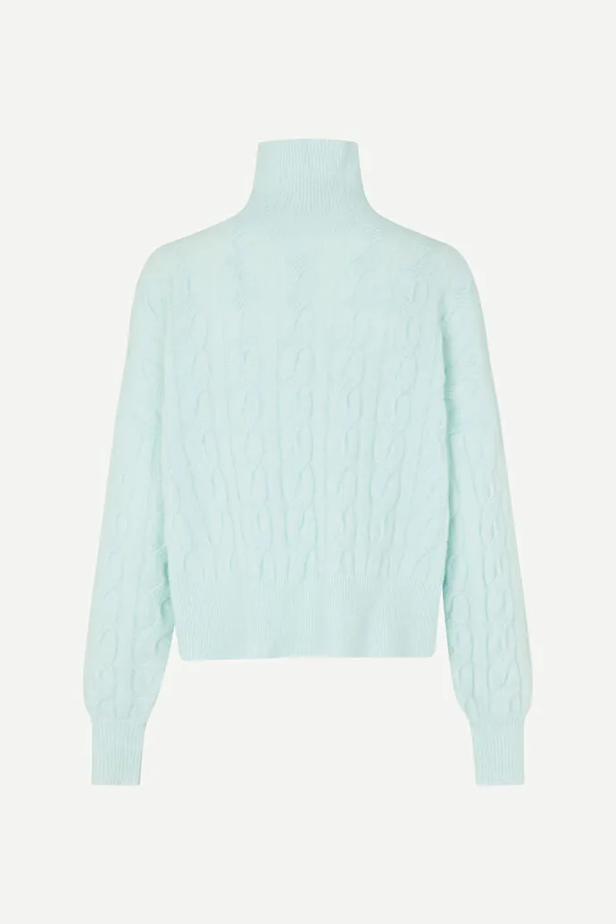 Samsoe Samsoe Nola Turtleneck Cable Knit Misty Blue