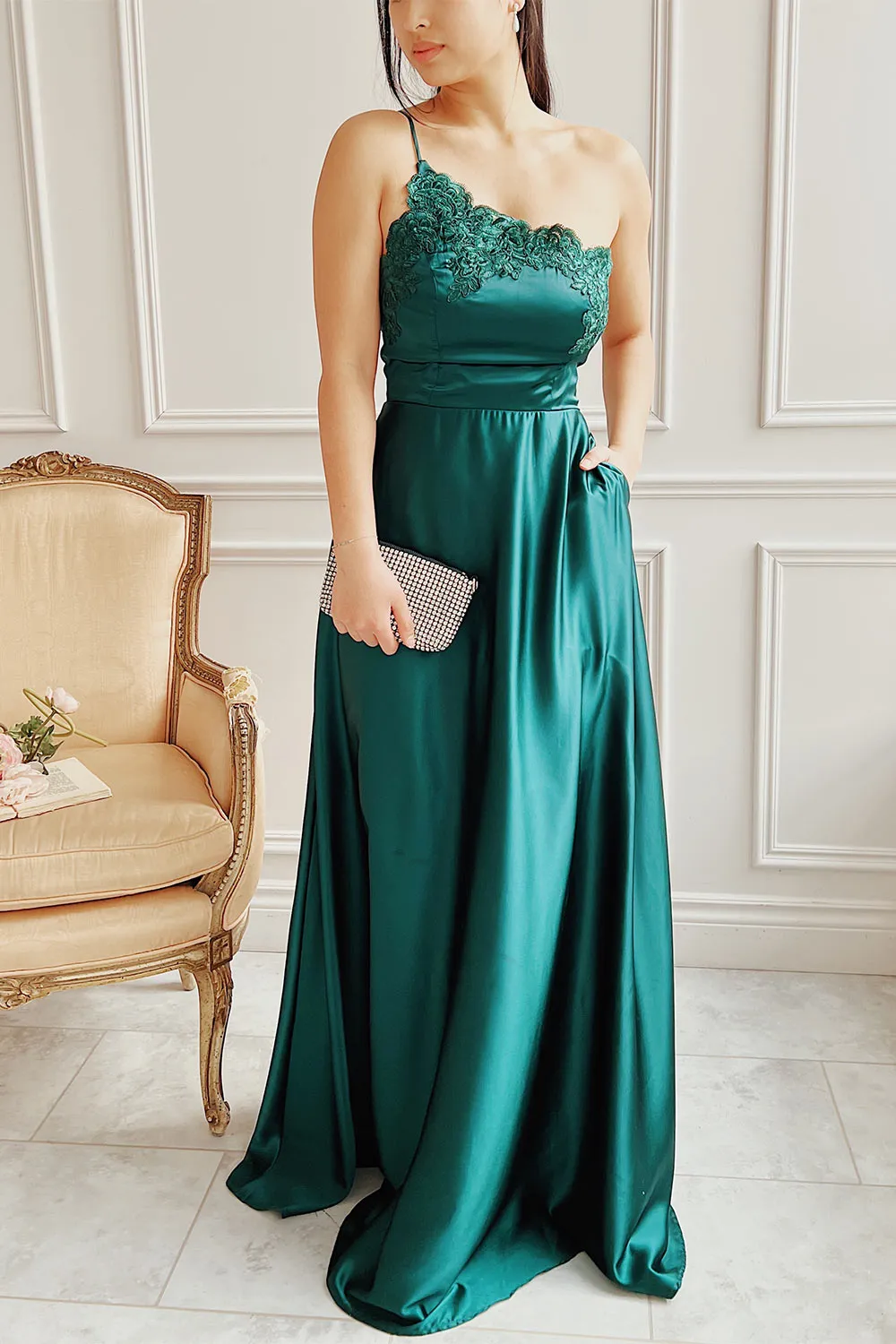 Sheriha | Green Maxi Silky Dress