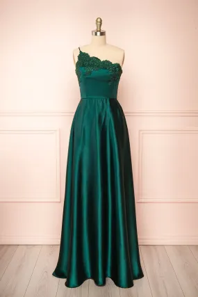 Sheriha | Green Maxi Silky Dress