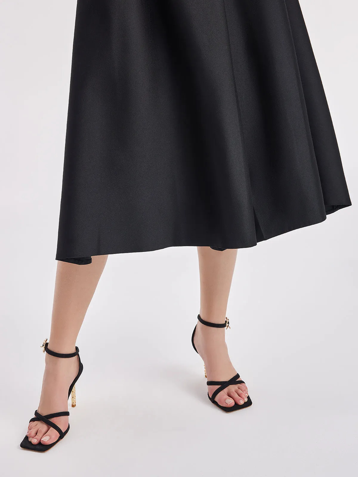 Silk and Wool Glossy Pleated Maxi Skirt